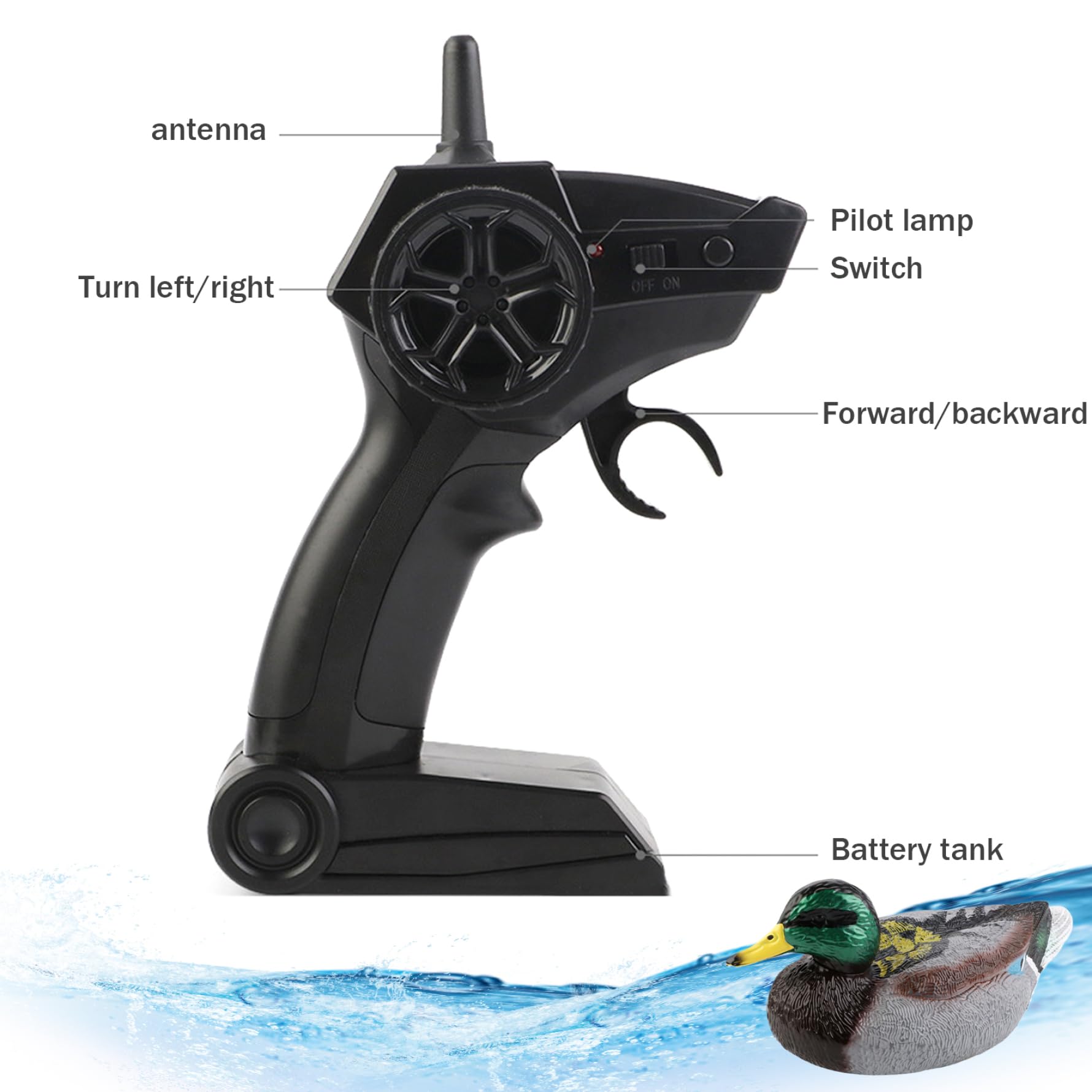 Barco de Control Remoto 13x6x6 '' señuelo de Pato Realista plástico Impermeable RC Barco de Doble hélice
