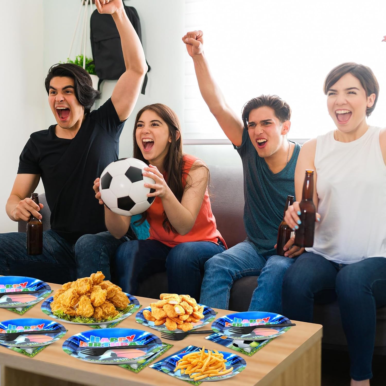 OBUSATT 96Pcs Sport Theme Party Supplies Basketball Paper Plates Napkins All-Star Party Decorations Dinnerware Favor Basketball Forks Football Baseball Soccer Decor Birthday Tableware Serves 24 - Image 5