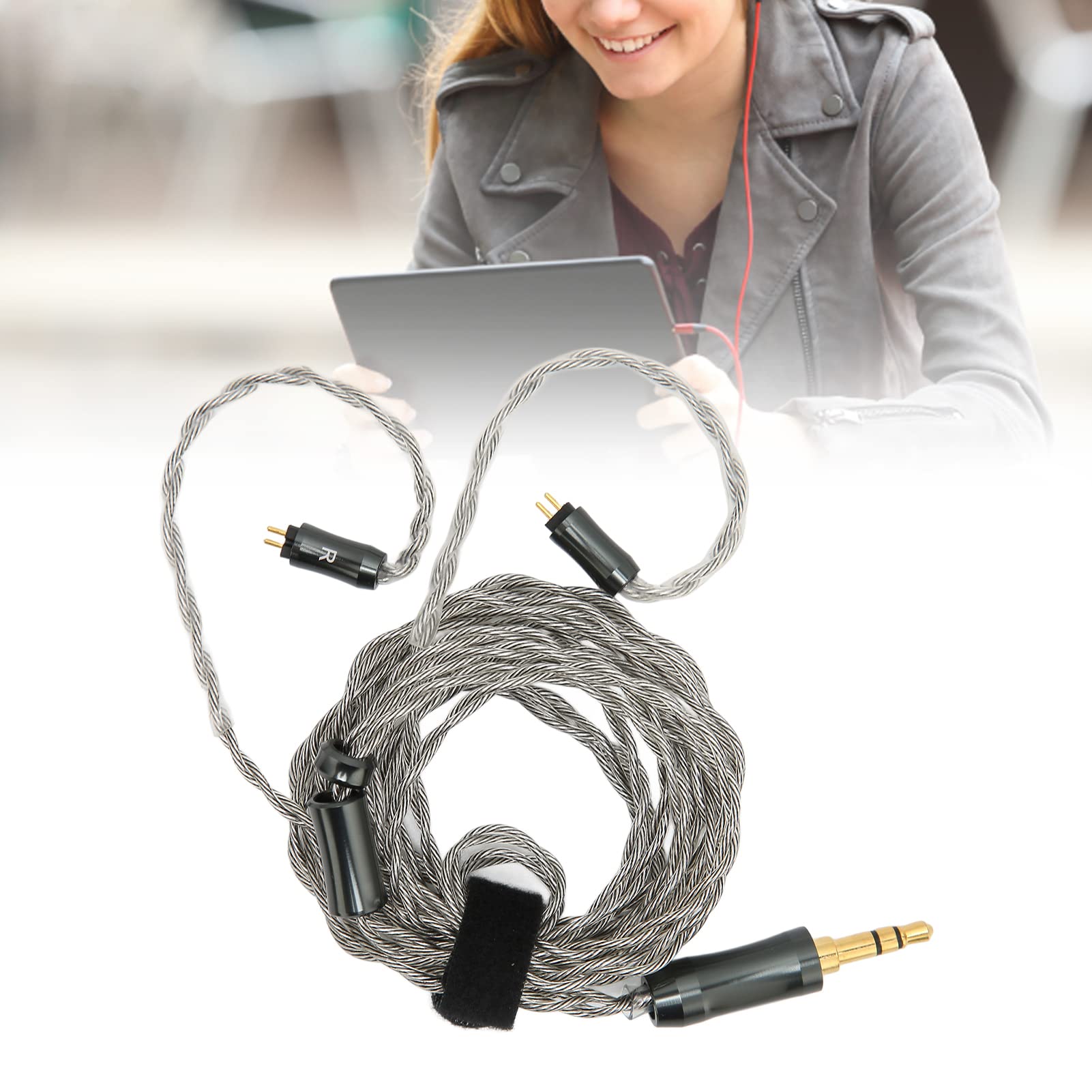 Cable de Repuesto para Auriculares, Trenzado Híbrido Detalle de Sonido Superior, Trenzado Planetario Escuche Más Detalles, Desorden de Balance Adecuado para Todos Los Reproductores de Música con Conec