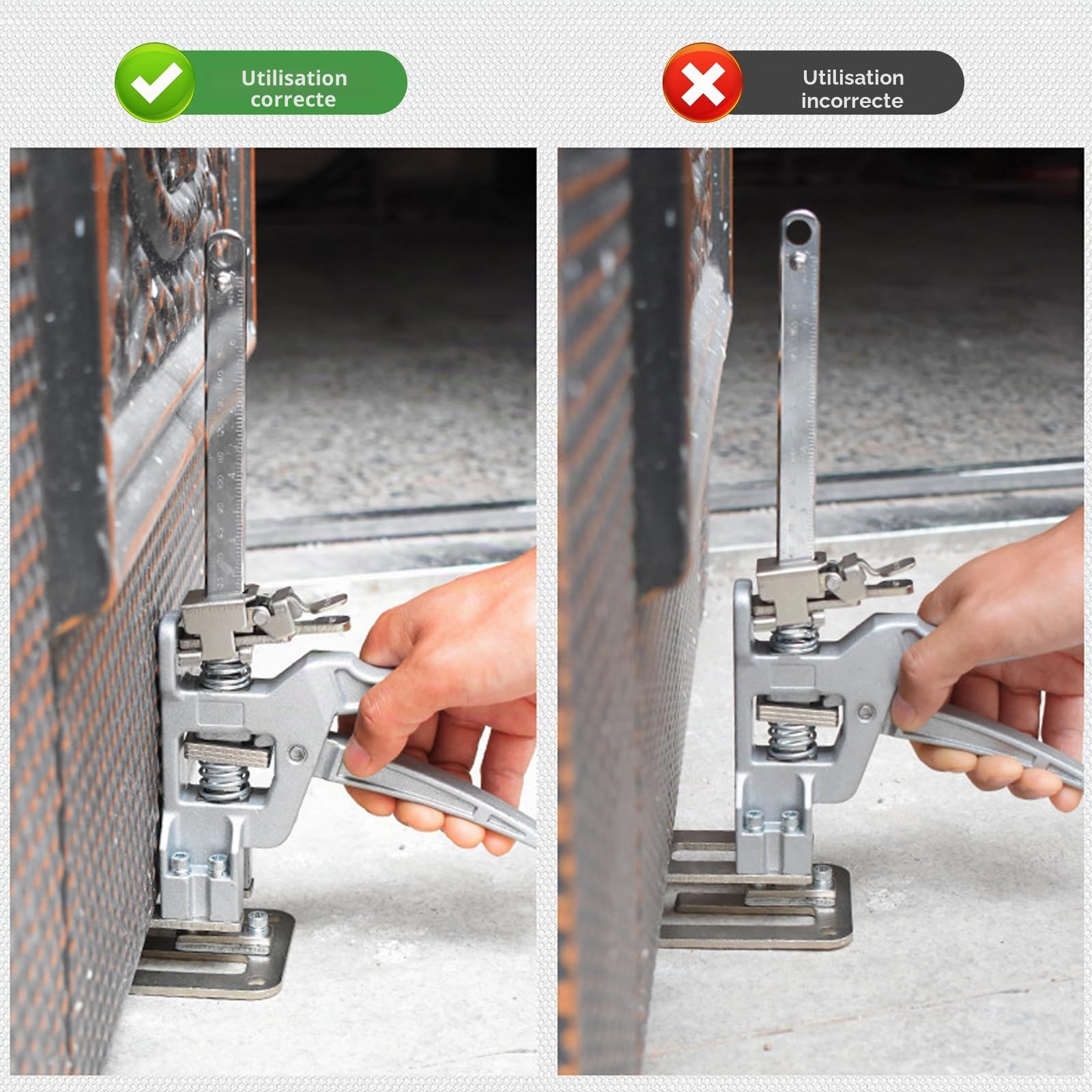 Lot de 2 leviers à main gradués, régulateur de hauteur pour carrelage en céramique, bras de sauvetage de laboratoire, outil de levage manuel en acier