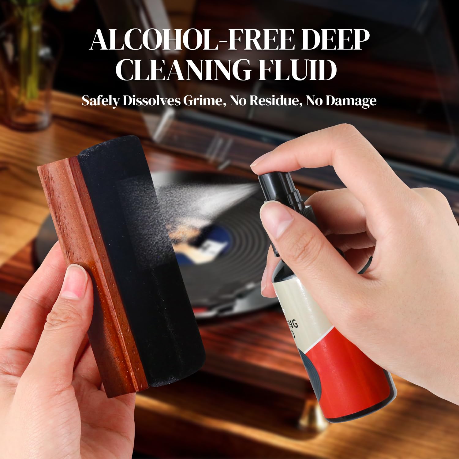XQ XIAO QIAO Kit de limpieza de discos de vinilo 6 en 1, incluye cepillo de terciopelo suave, líquido de limpieza, cepillo para lápiz capacitivo, cepillo de limpieza, paño de limpieza y bolsa de