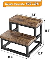Vista 4 de Taburetes de madera de 2 escalones para adultos y niños, taburetes resistentes de madera para camas altas, 2 taburetes antideslizantes para pies