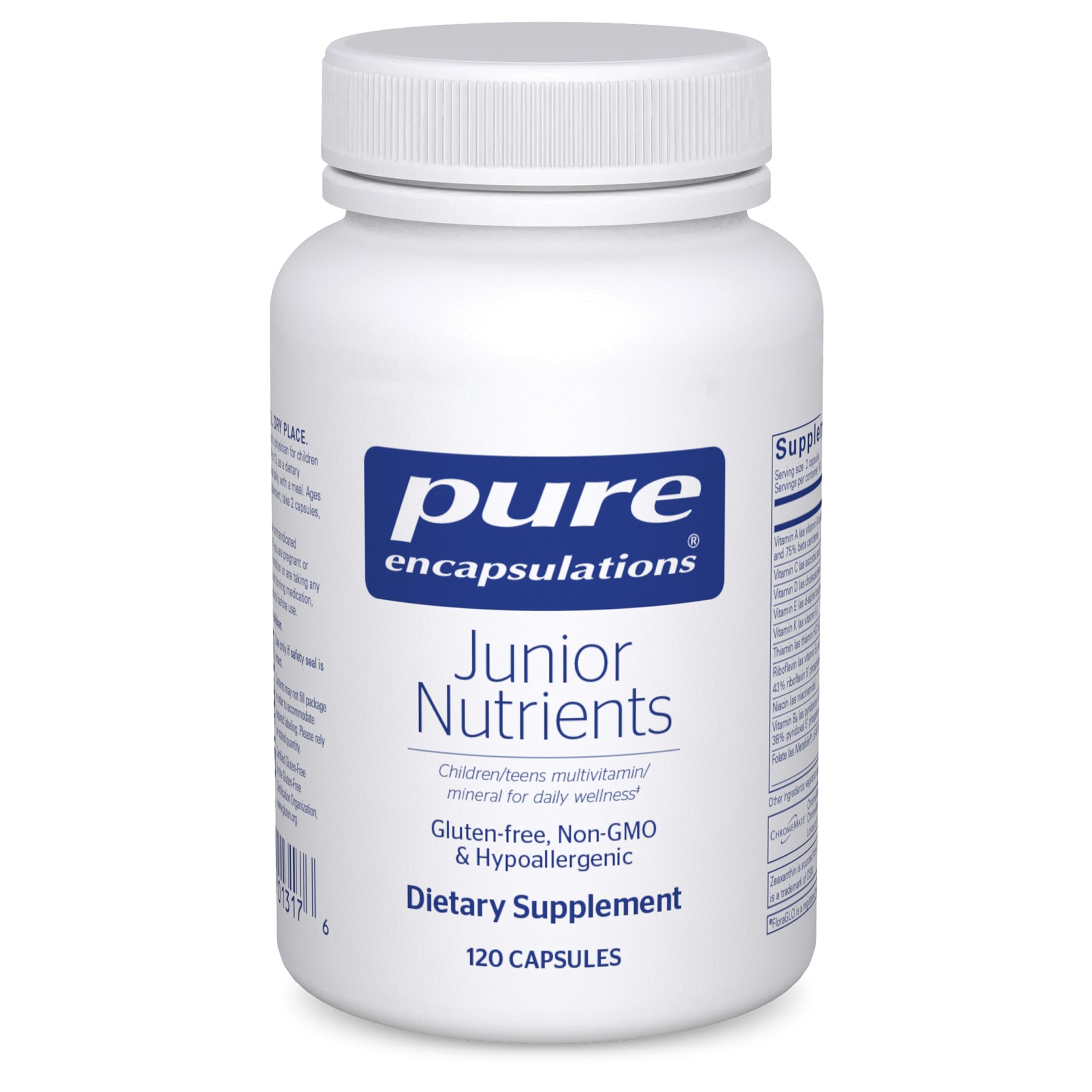 Junior Nutrients - Kids & Teens Multivitamin - Without Iron - with Calcium, Vitamin D3 & Vitamin C - Non-GMO & Vegetarian - 120 Capsules