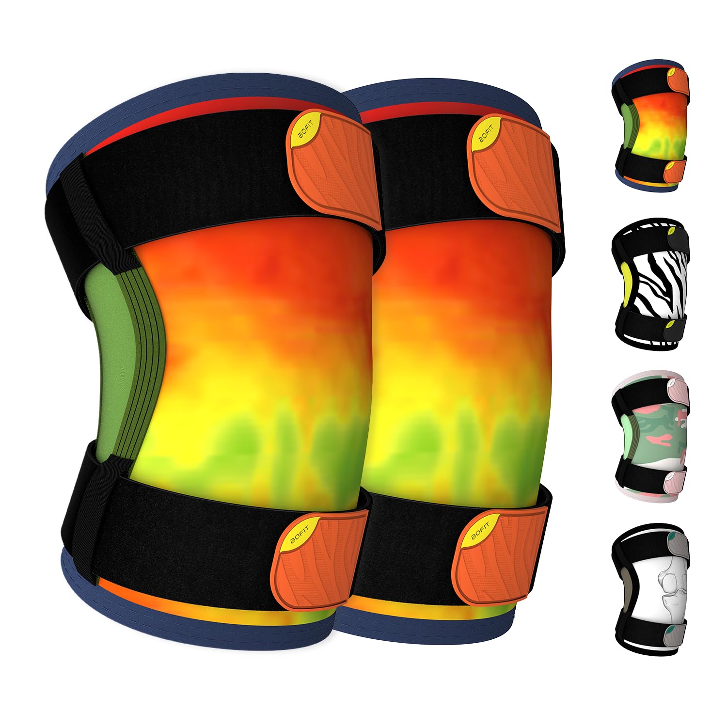 aoFIT Knee Sleeve for Men &Women 5mm (1 Pair) Knee Brace Neoprene with Adjustable Strap Knee Compression Sleeves，Non-Slip Knee Support for Training & Fitness, Weightlifting, Sports,Orange 2XL