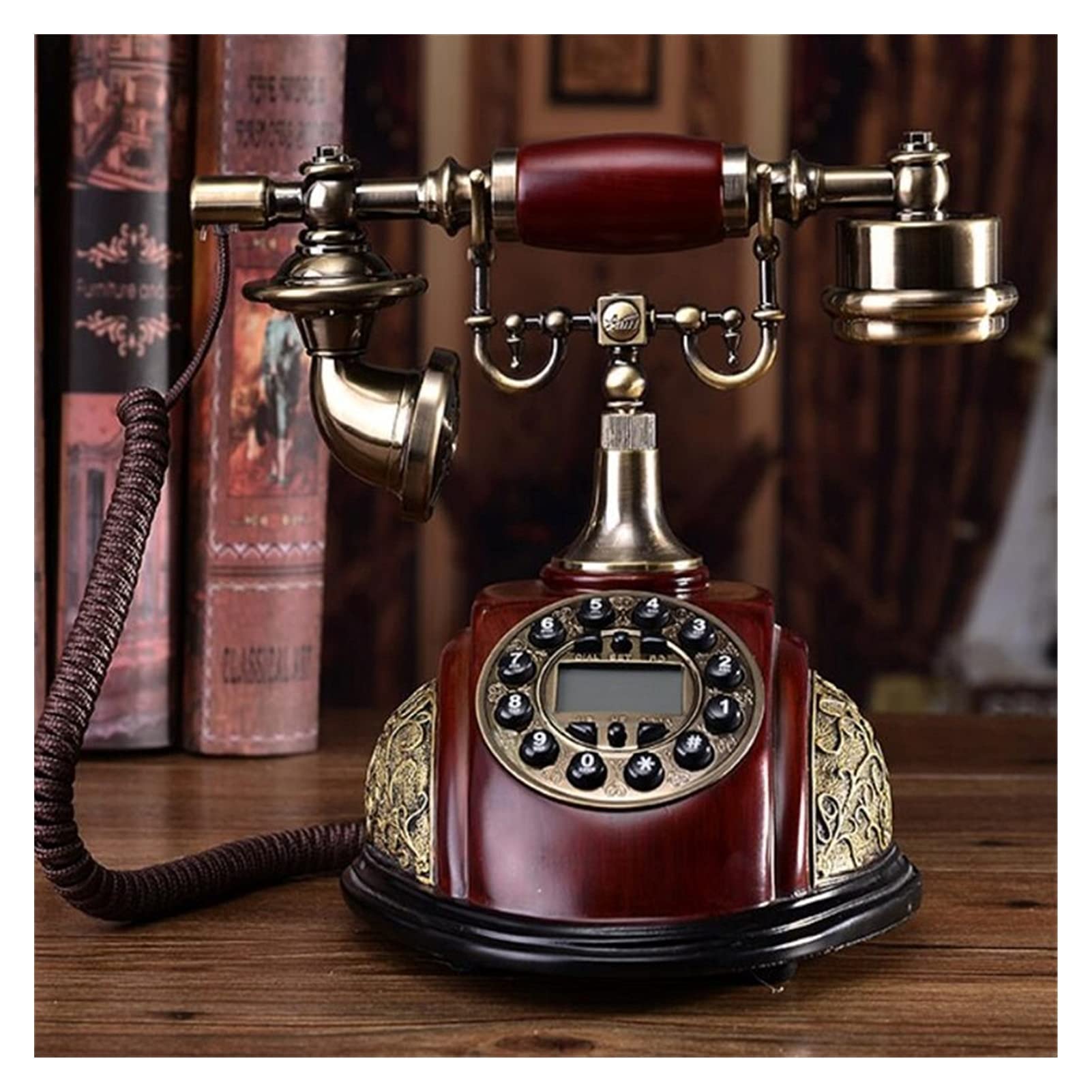 Telefono a Disco Rotante, telefoni fissi retrò Vecchio Stile con Campanello in Metallo Classico, Telefono con Filo con Altoparlante e richiamata per la casa, telef,