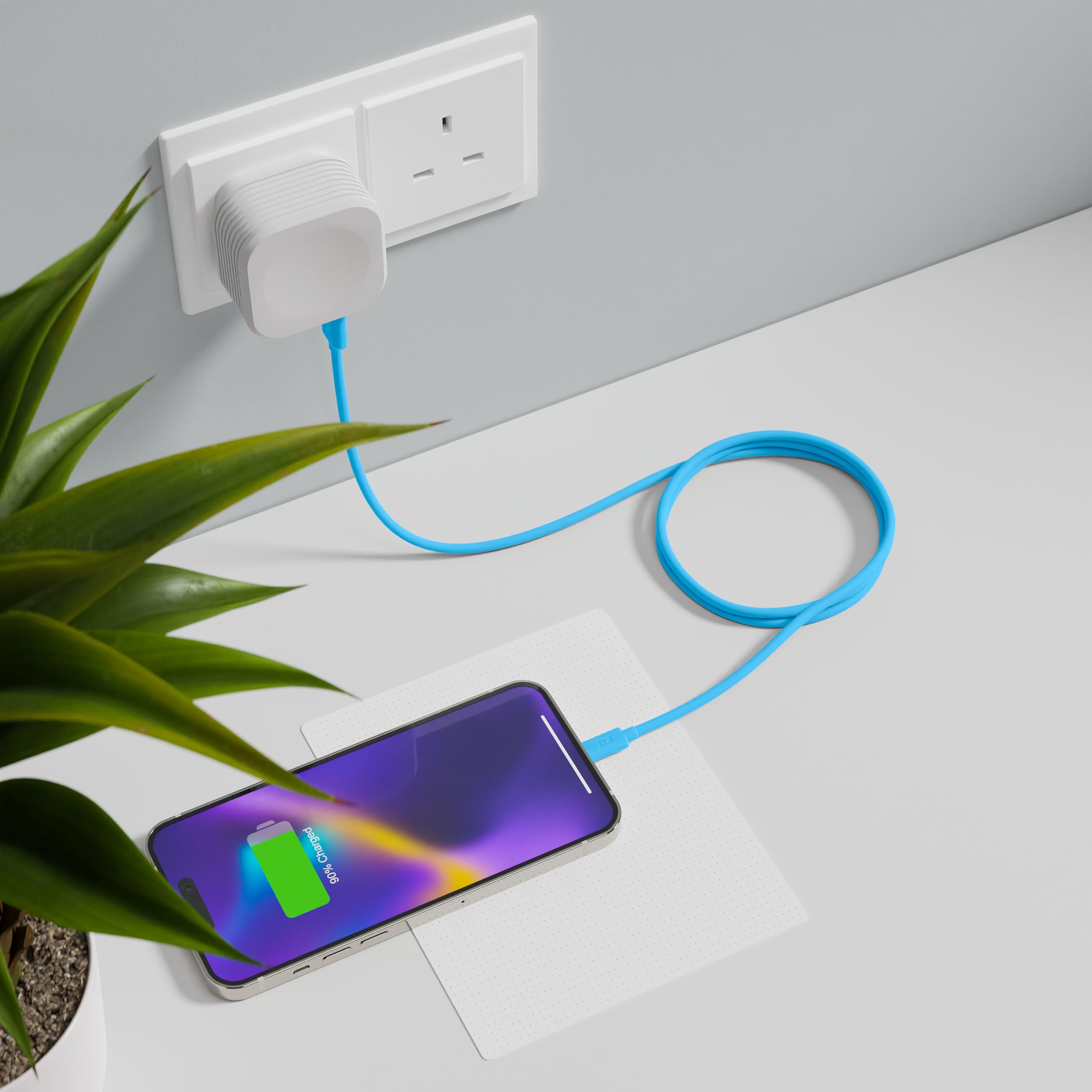 Juice 1m Apple Lightning Cable. USB to Lightning iPhone Charger Cable, MFI Certified Apple Charger Cable. Long, Durable iPad Charger Cable & iPhone Cable (Aqua)