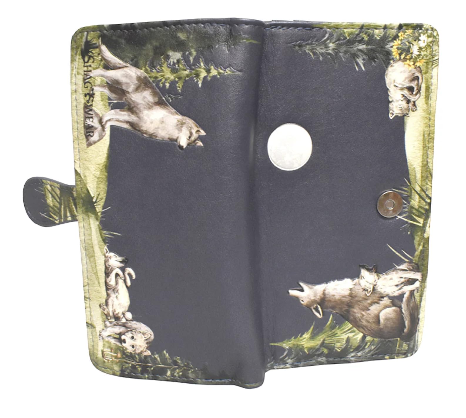 Shag Wear Howling Wolf Pack Large Animal Wallet 7" Grey