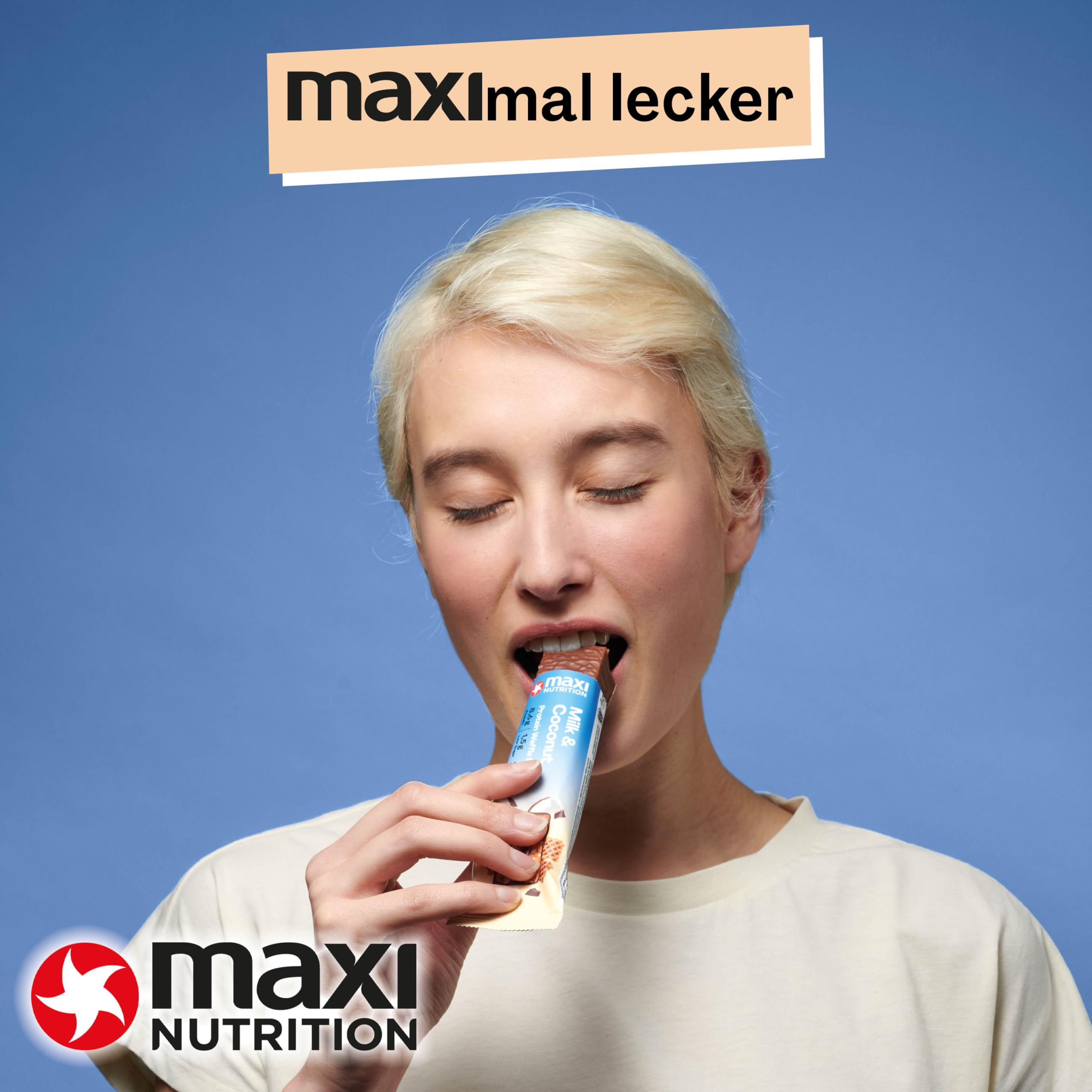 MaxiNutrition Milk & Coconut Protein Waffle Bar, 22% Eiweiß, 174 kcal, (12 Eiweißriegel x 40g), Ohne Zuckerzusatz