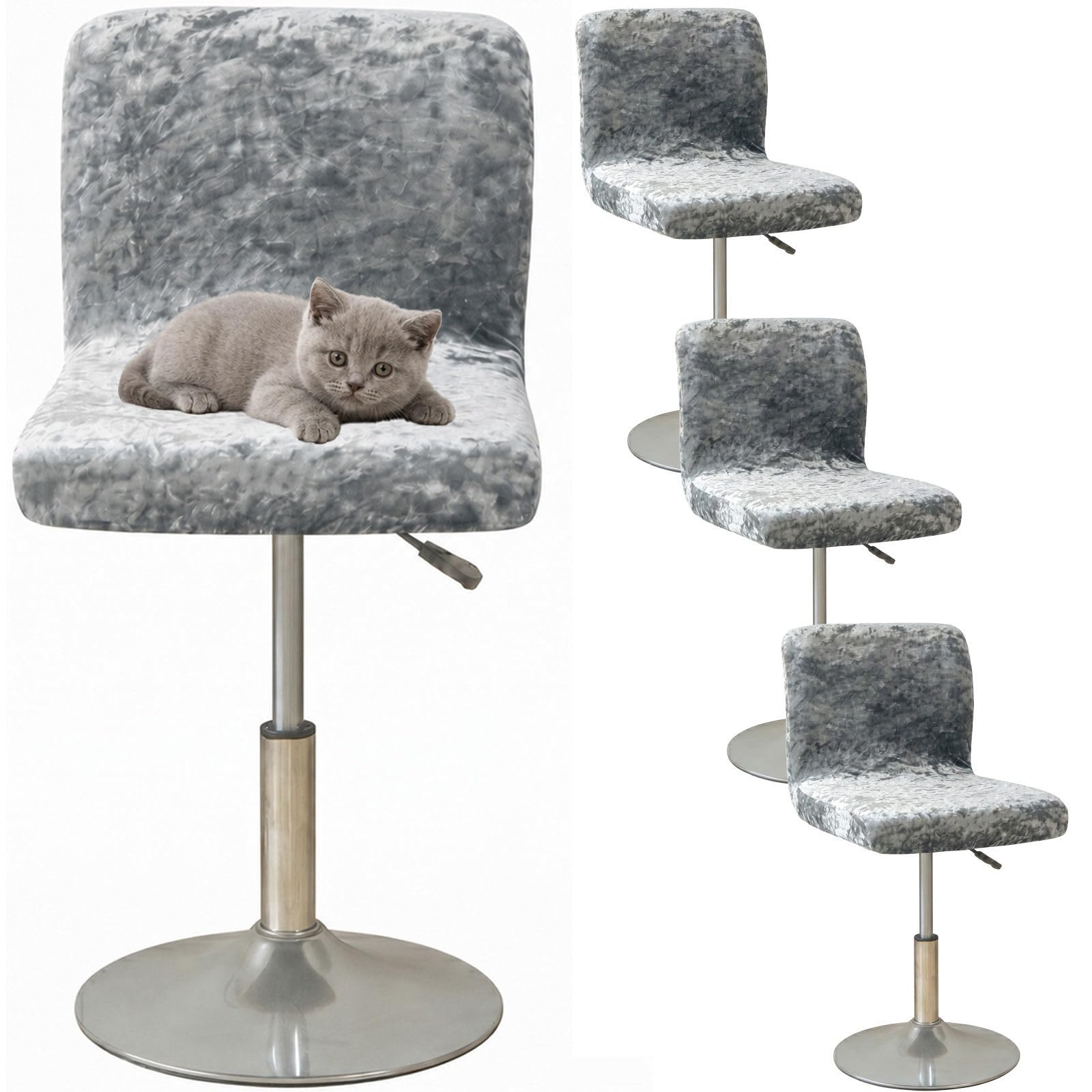 Housse tabouret de bar velours écrasé extensible et antidérapant pour rénover vos chaises