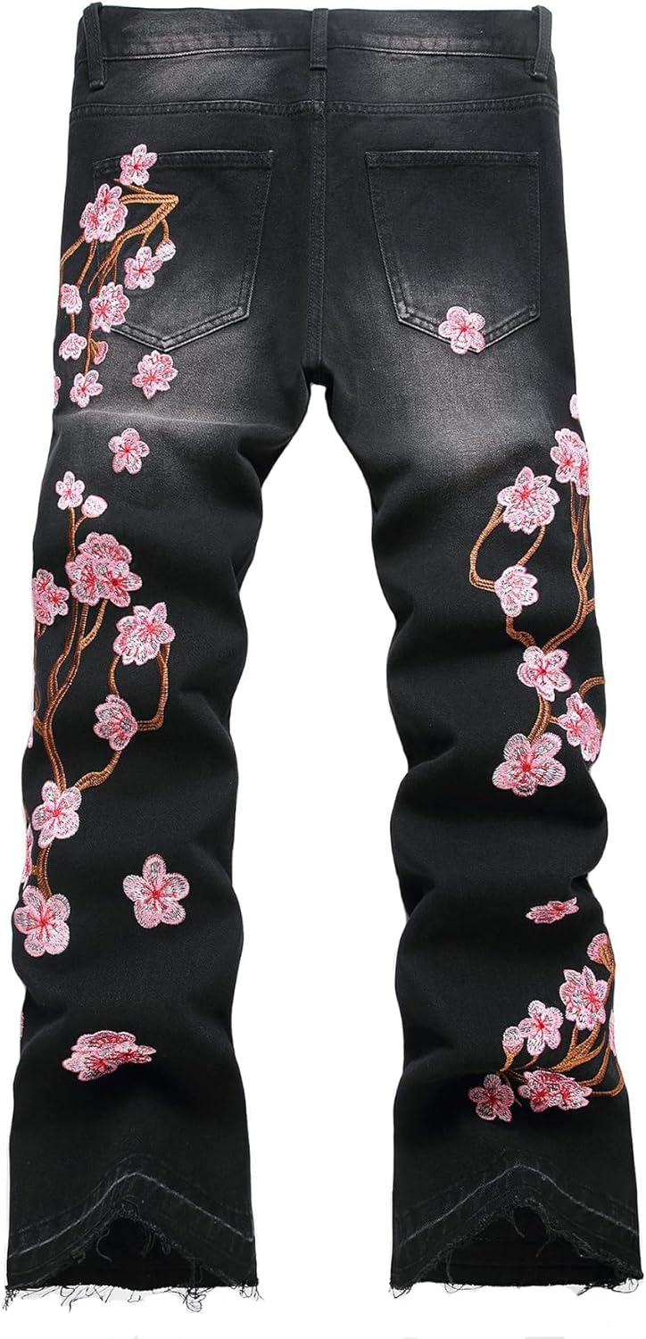 Baylvn Men's Designer Straight Slim Fit Patchwork Jeans Comfort Skinny Biker Denim Pants - Image 2