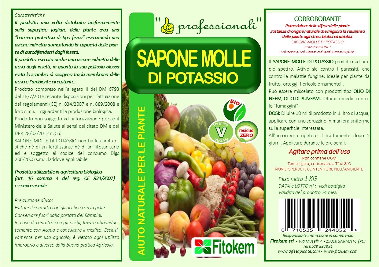Fitokem Olio di Neem Biologico 1lt + Sapone Molle di potassio 1lt + Rame Protezione 1lt N+S+RPZ1