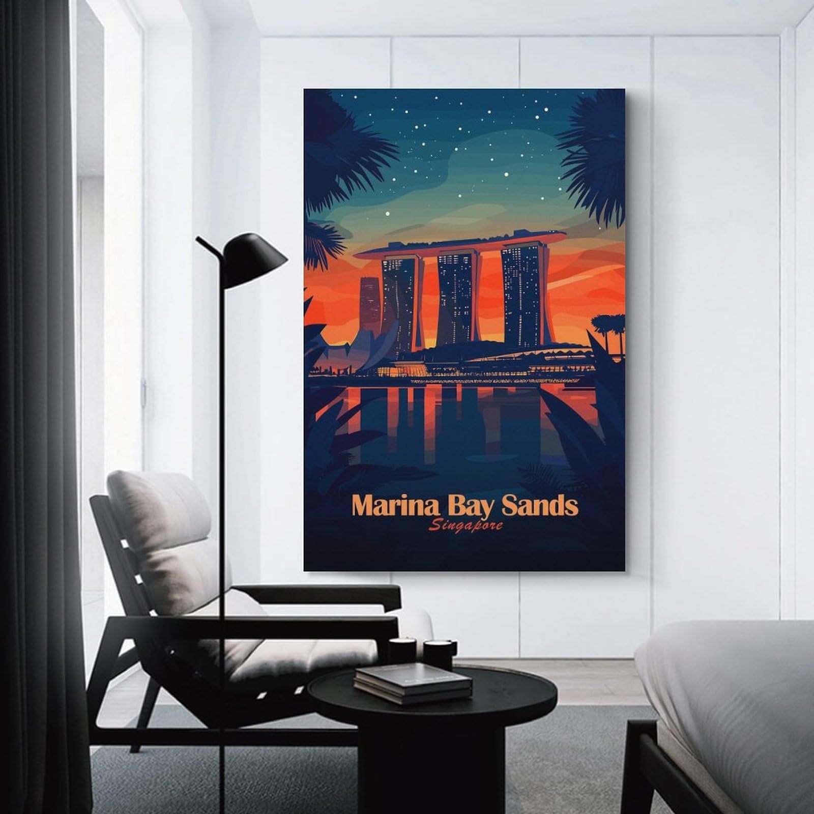 Junmoney Unframe-Style-20-1 Marina Bay Sands Singapore Canvas Wall Decor, 24X36inch(60X90cm), For Small Homes, Bedrooms Or Open Spaces, Home Artwork For Modern Interiors