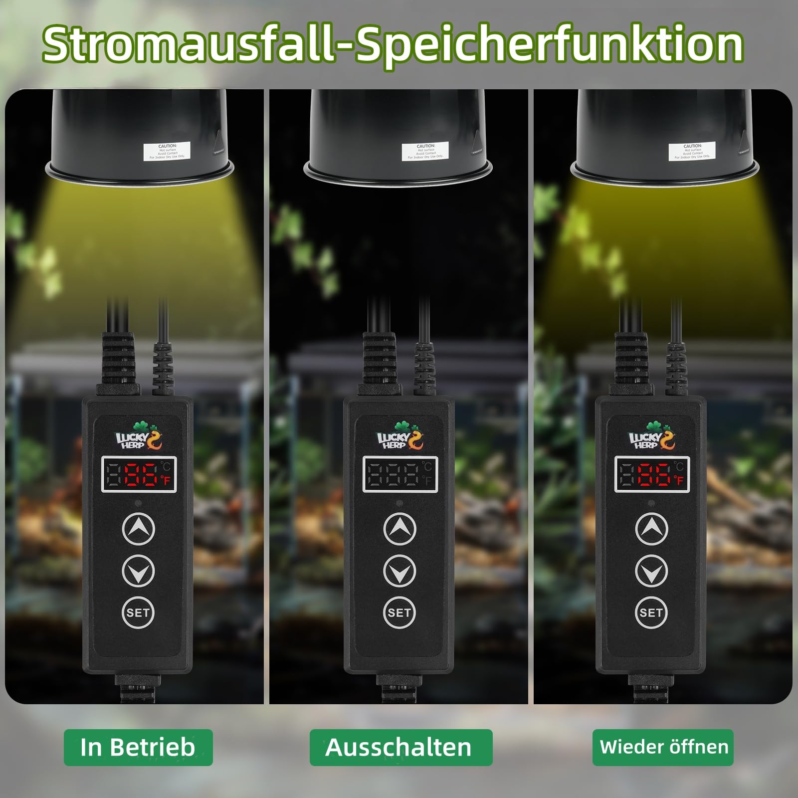 LUCKY HERP Termostato para reptiles, 230 V, lámpara de calor PID, regulador de temperatura con pantalla digital LED, terrarios, termostato para reptiles, lámparas de calor y calentadores, ℉/℃, función