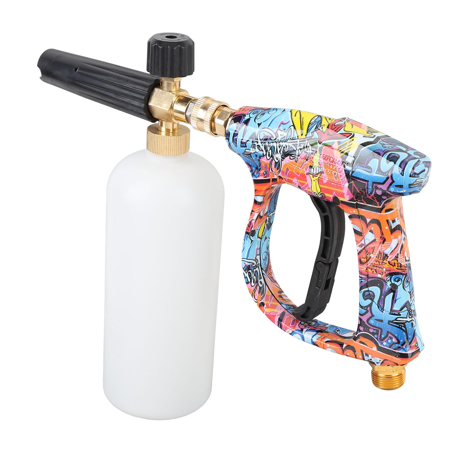 Kit de pistola de espuma de 1 L con núcleo de latón, 5 boquillas, conexión rápida, paño ajustable