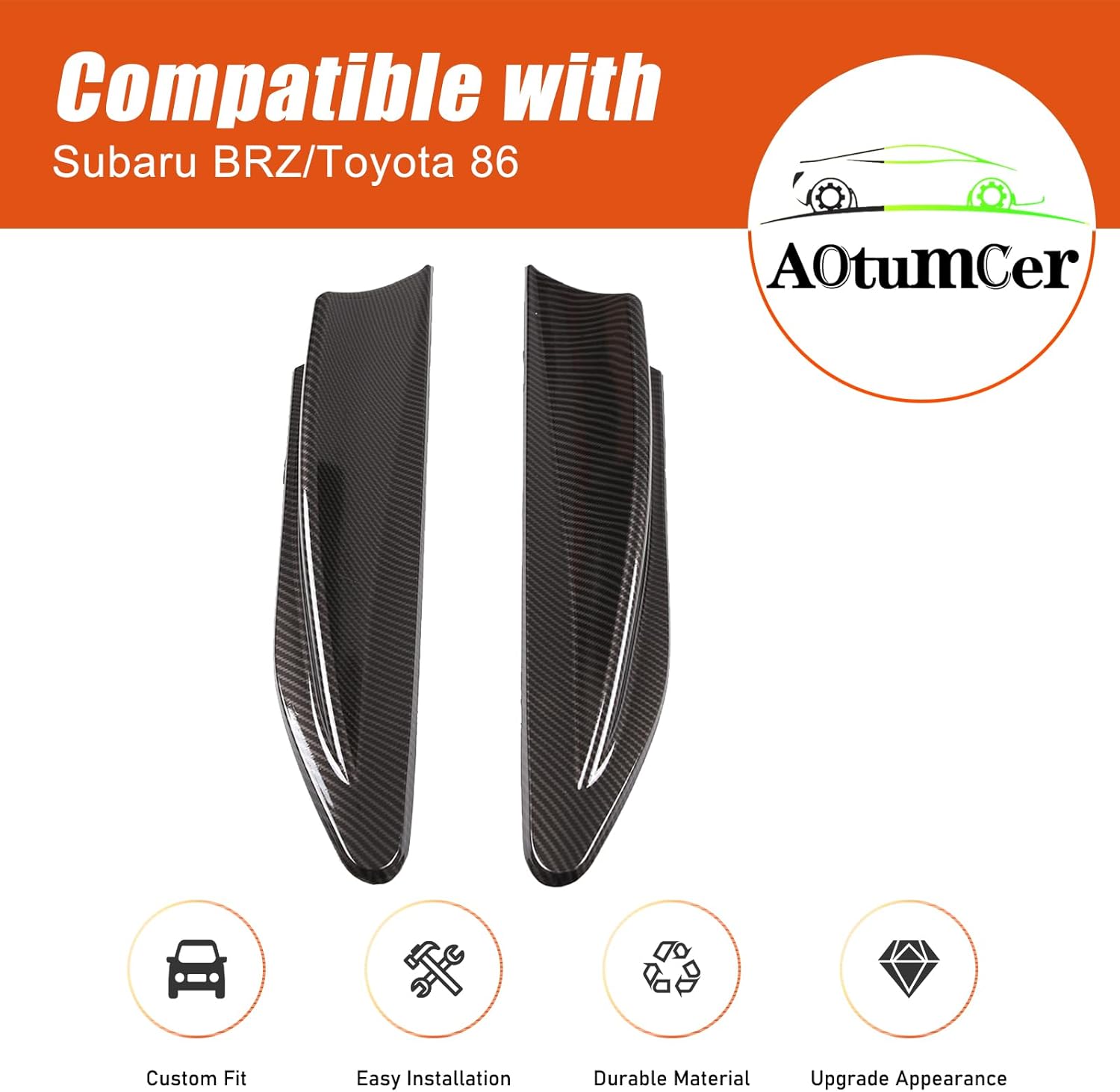 Fender Fin Vent Compatible with Subaru BRZ 2012-2020/Toyot@ 86 2016-2020 Side Fender Stickers, Aotumcer 2PCS Air Vent Flow Intake Hole Grille Spoiler for Decorative Cover (Carbon Fiber Grain)