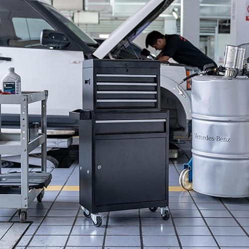 Miniatura 2 de WAYTRIM 5-Drawer Rolling Tool Chest, Removable Tool Cabinet Box with Wheels and Drawers, Tool Cabinet Storage Box, Adjustable Shelf, Portable with