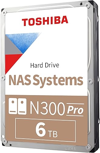 Toshiba N300 PRO 6TB Business NAS de gran tamaño (hasta 24 bahías) Disco duro interno de 3,5 pulgadas - Tasa de carga de trabajo de hasta 300 TBaño