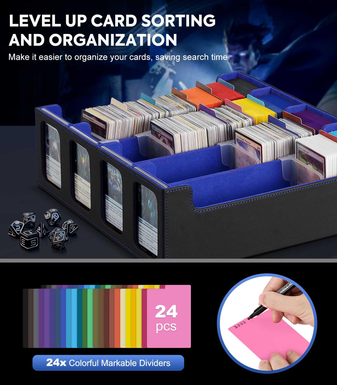 Boîte De Rangement Pour Cartes – Capacité 10 800 Cartes – 18 Tiroirs, 72 Séparateurs, étiquettes – Assemblage Libre – Compatible MTG, Yugioh, Toploaders