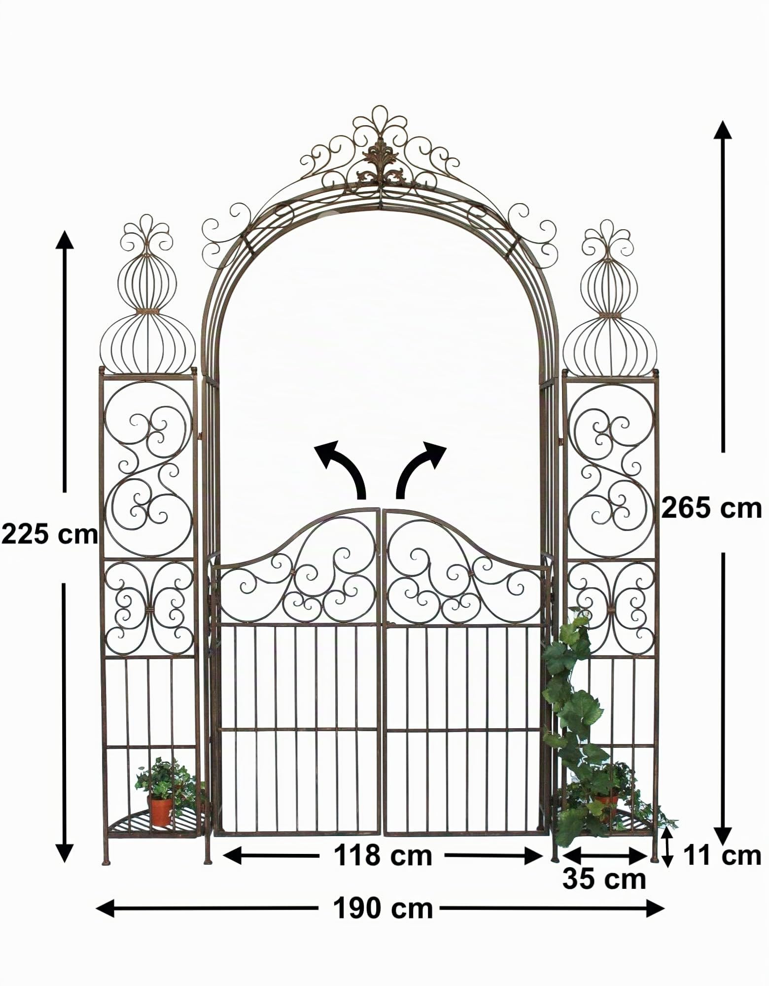 DanDiBo Arcade Rosier avec Portail Porte d'entrée 120853 en métal Fer forgé 265x190cm Support pour Plantes grimpantes