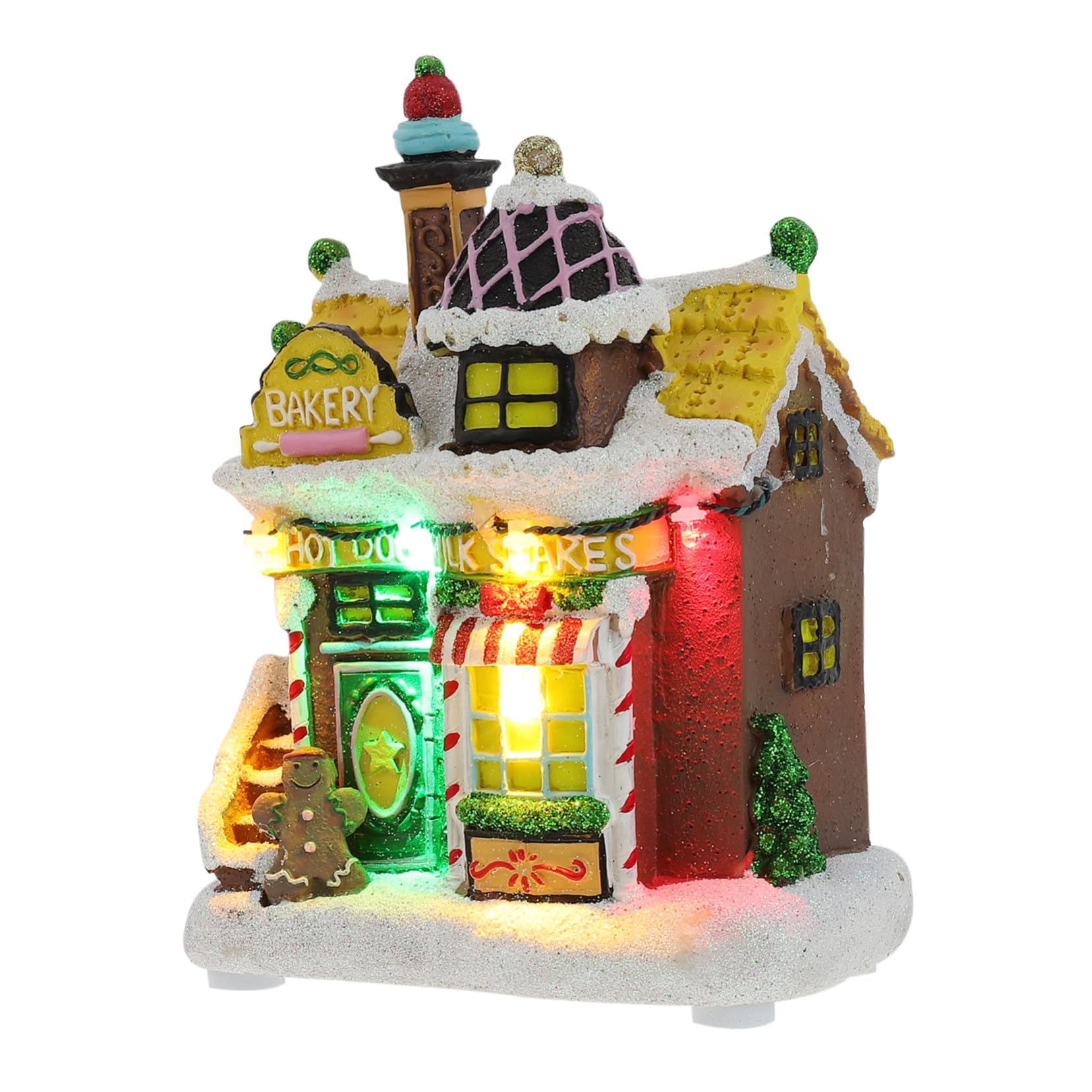 LIFKOME Casa de Navidad LED Luminosa Decorativa para Escritorio Diseño Casita de Jengibre con Luz Cálida Ornamento Navideño Resistente y Atractivo para Fiestas y Decoración de Hogar