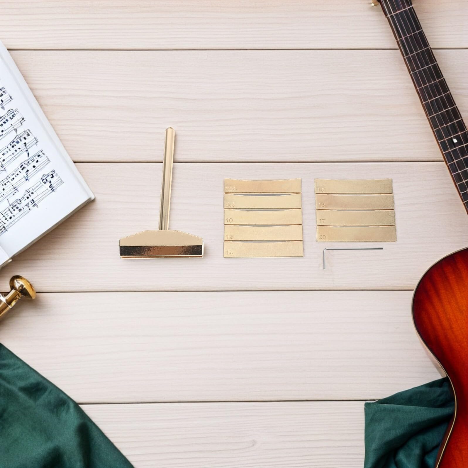 ERINGOGO Profesjonalny Do Montażu Progów Gitary z Wymiennymi Złotymi Wkładkami Promieniowymi Wytrzymały Metalowy Zacisk Do Pracy z Gitarami Akustycznymi i Elektrycznymi Narzędzie Lutnicze i