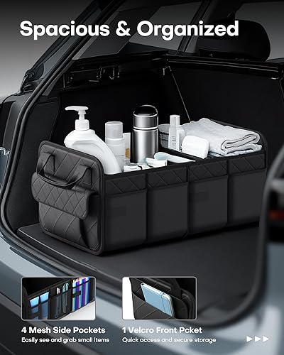 Miniatura 2 de HOTOR Organizador de maletero para SUV  Organizador de coche plegable y portátil y almacenamiento con 2 compartimentos, organizador de maletero de