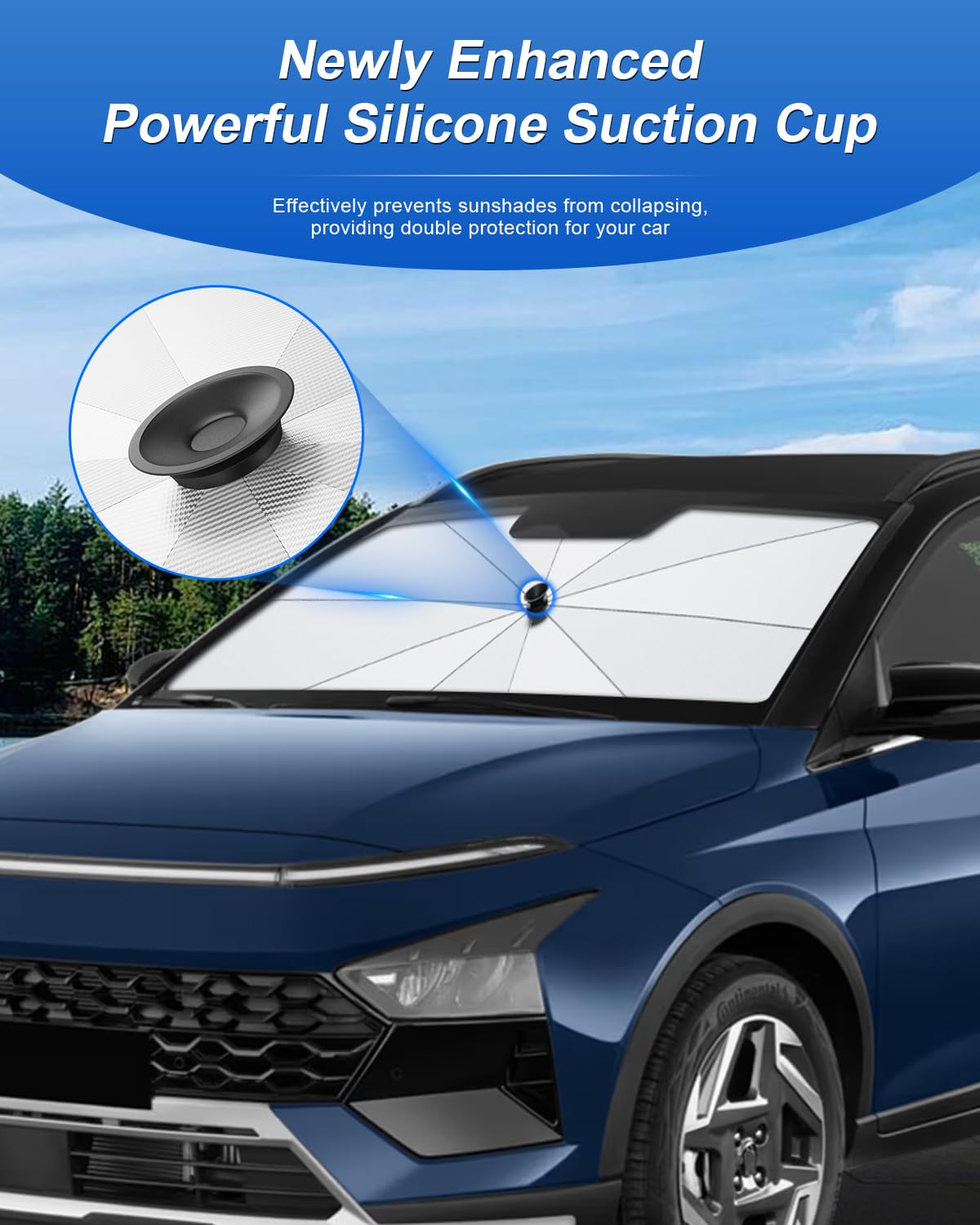 SHAOHAO Kompatibel mit Audi Q2 2017-2026 Sonnenschutz für Autos Windschutzscheibe Sonnenblende Einfache Aufbewahrung Zugschnurgriff UV-Schutz Sonnenschutz Audi Q2 zubehör