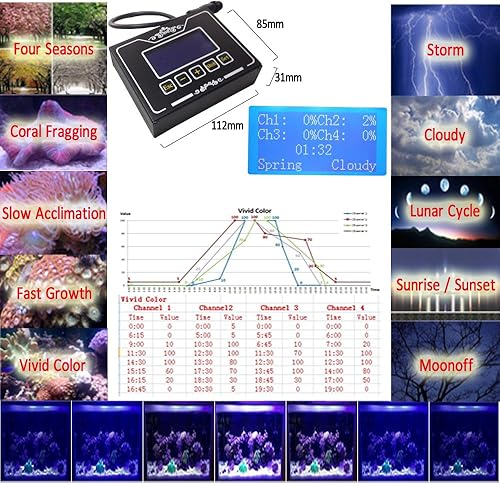 Miniatura 6 de Luz de arrecife LED 360W luz de agua salada para tanque de arrecife, 3W Bridgelux, acuario de luz LED marina