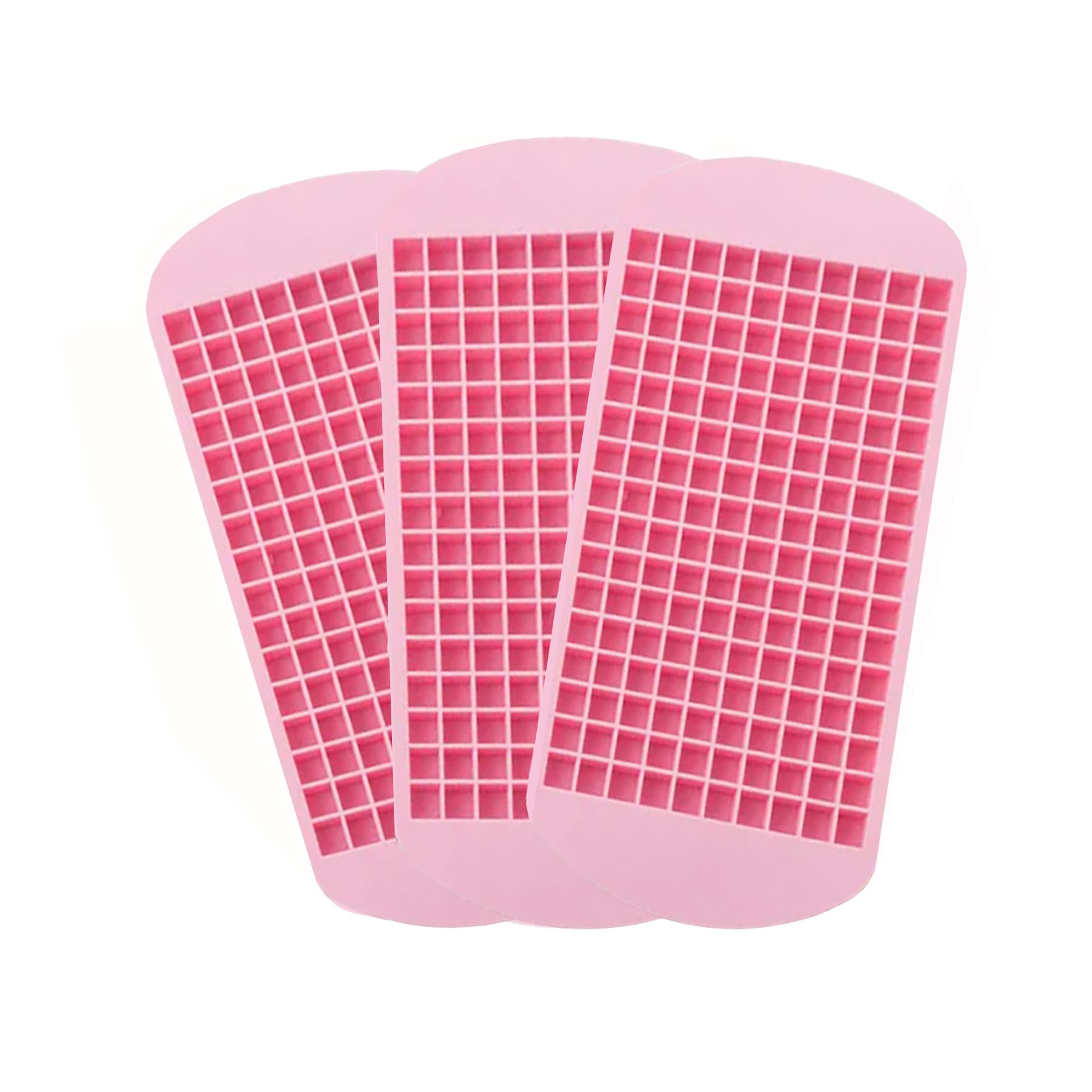 TopAufell Silicone 3Pcs Mini Ice Cube Trays 160 Grids Square Ice Cube Molds Mini Ice Cube Tray for freezer Baby Food,Water, Whiskey, Cocktail and Other Drink(Pink)
