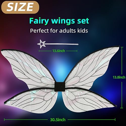 Miniatura 3 de Yieeonc Alas de hadas para adultos, disfraz de hada de mariposa para mujeres y niñas, disfraz de hada para niños, accesorios de cosplay de Halloween