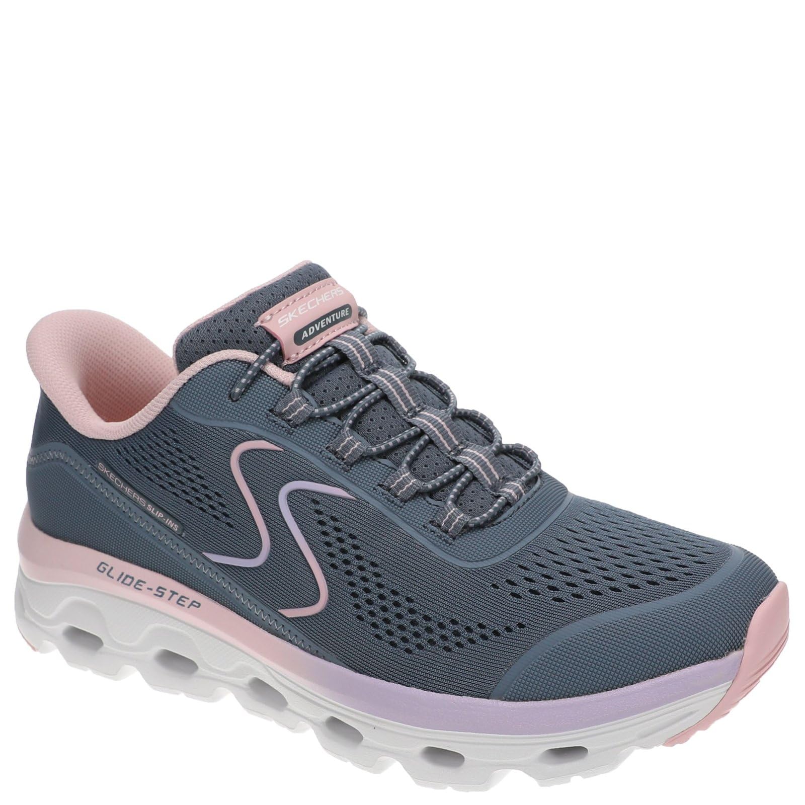 Skechers Women's Glide Step Sole Hands Free Slip-ins Sneaker, Sltp=Slate/Taupe, 7 Wide