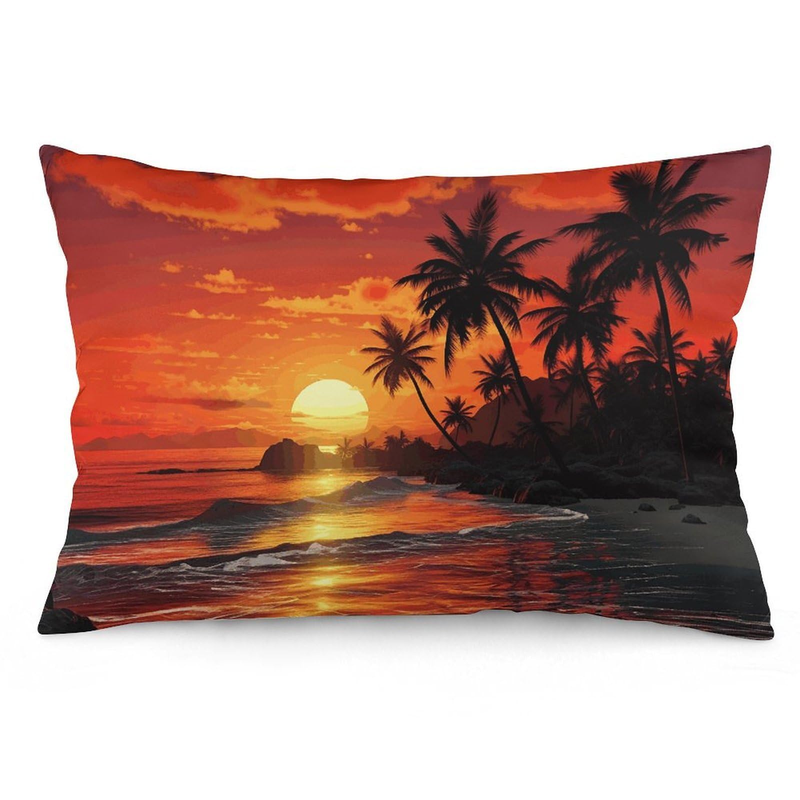 NTVOWPZO 2 Pack Decoration Throw Pillow Covers 16 "x24 Pillowcases Covers Tropical Sunset Pillowcases Modern Farmhouse Home Decor Sofa Cushions Covers for Couch Bed Living Room