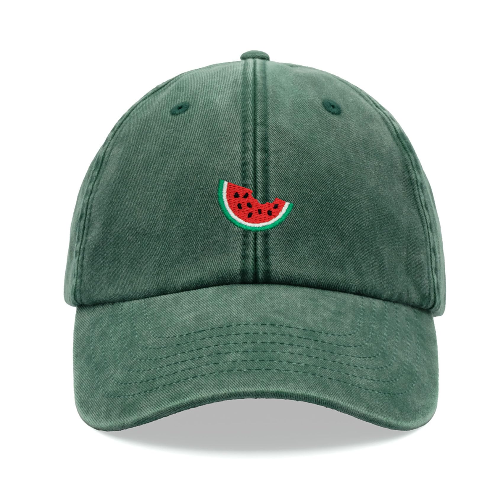 Cap Base Unisex Bottle Green Watermelon Slice Baseball Cap Vintage Washed Dad Hat Low Profile Adjustable