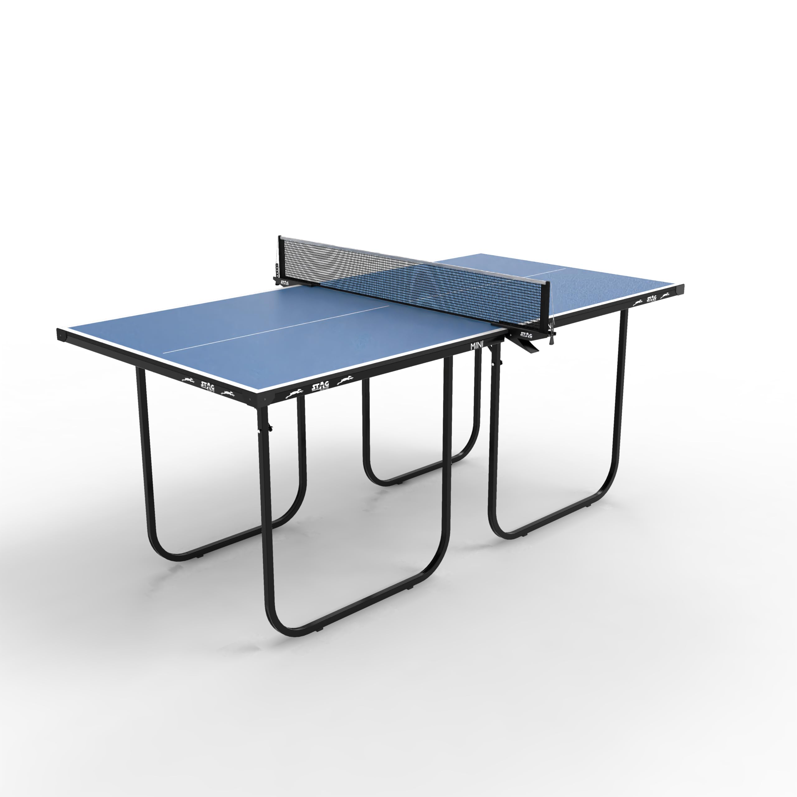 Stag Iconic Mini (2023) Series Table Tennis Table| Easy Foldable Space Saving Ping-Pong Table for Home, Club| Indoor-Outdoor Portable T.T Table with 12mm Top Thickness-(1 Clamp Net Set Included)-image-39