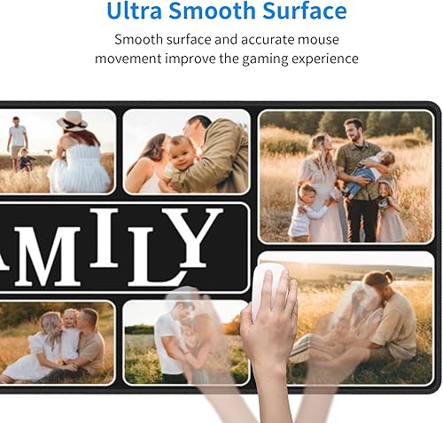Miniatura 6 de Alfombrilla de mouse personalizada con collage de 10 fotos de 31.5 x 12 pulgadas, alfombrilla de mouse personalizada con diseño familiar,