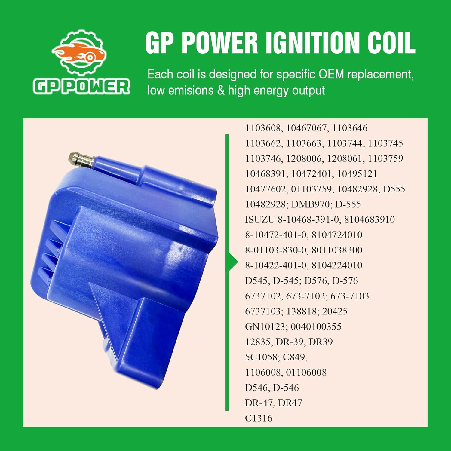 Performance Ignition Coil Packs D555 D545 D546 D576 DR39 DR47 Set OF 2 Compatible With Buick Century Chevy Cavalier Pontiac Sunfire Grand AM GMC Sonoma Isuzu Hombre 2.0 2.2 2.5 L4
