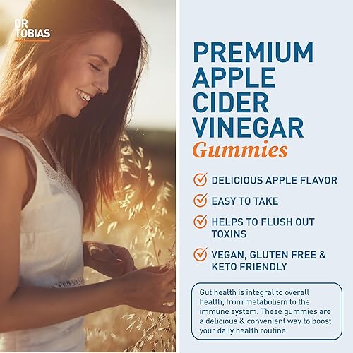 Miniatura 6 de Dr. Tobias Gomitas de vinagre de sidra de manzana y colon para la salud diaria  Soporte diario digestivo, desintoxicante y de limpieza con gomitas