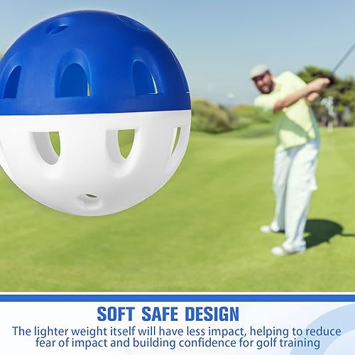 Miniatura 18 de Junkin Paquete de 50 pelotas de golf de práctica de vuelo limitado, bolas de golf de impacto de plástico de 1.65 pulgadas, huecas, suaves