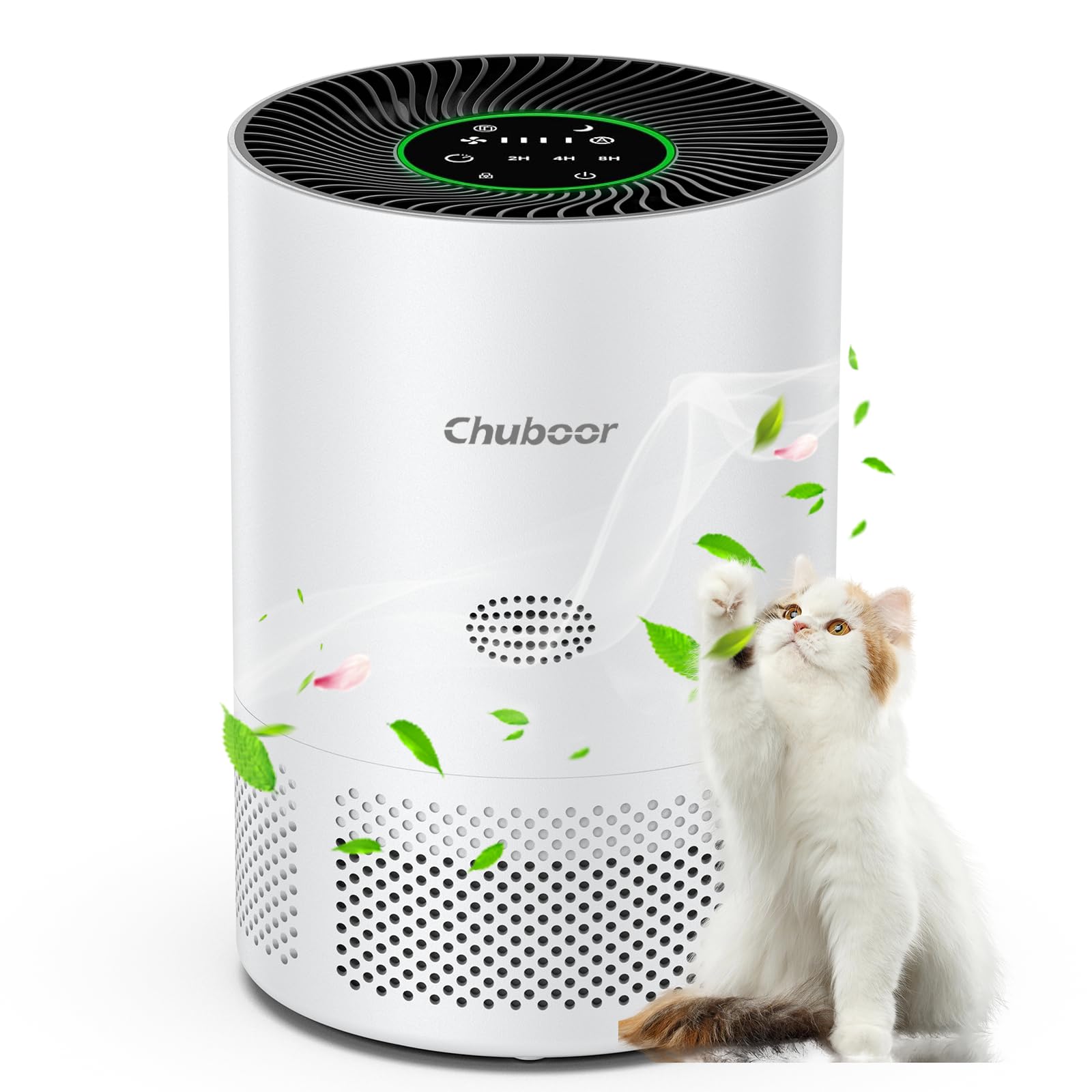 Purificador de aire para alérgicos, filtro de aire HEPA contra moho, polvo y pelo de animales 305m³/h CADR para dormitorios de hasta 110m², indicador de calidad del aire, modo automático