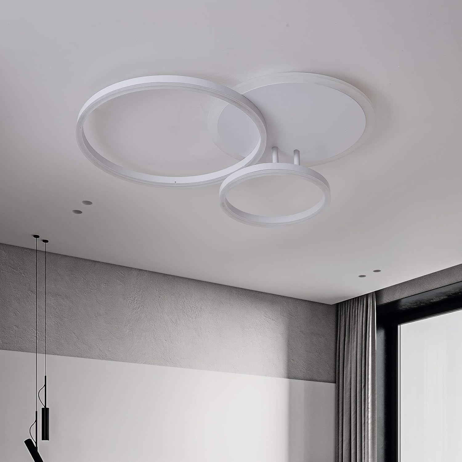 Hоlіdау Dеаlѕ 🛒 Modern LED New Creative Ring Design Remote Control dimmable for Dining Bedroom Living Room Ceiling lamp 3000-6000K, AXSHINE 3 Rings Modern Flush Mount recessed Lighting Kitchen Lights