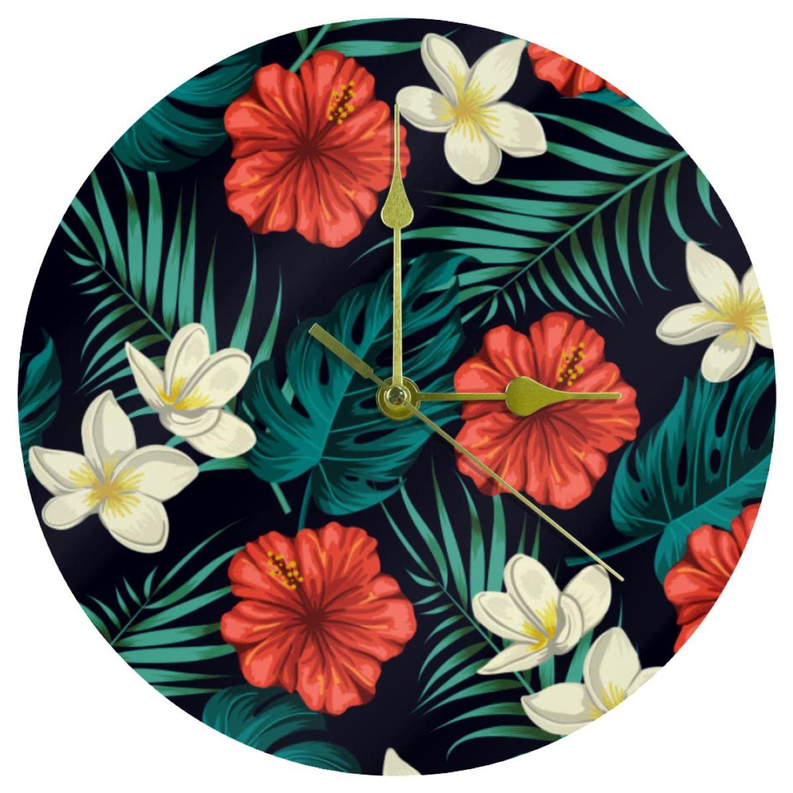 Horloge murale motif fleurs tropicales, une idée cadeau originale de 24 cm