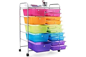 Giantex 15-Drawer Rainbow Utility Storage & School Bookcase