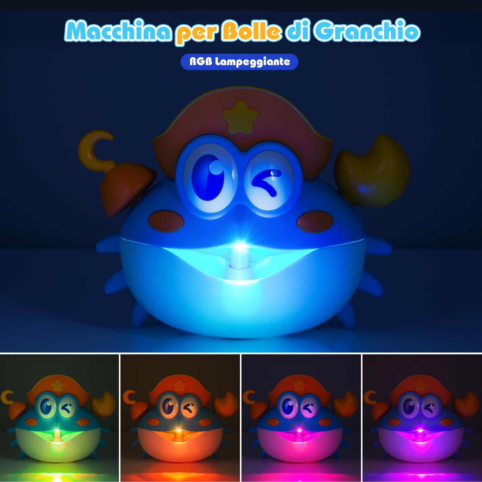 iKidiki Giochi Bambini 1-5 Anni, Giochi Bagnetto Neonato Regalo Bambino Bambina 1-5 Anni Granchio Tummy Time Giocattoli Bambino Bambina 1-5 Anni Giochi Vasca da Bagno Bambini Regali Compleanno Bambini