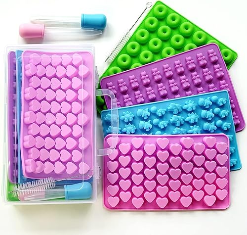 Miniatura 51 de Mini moldes de dulces de Navidad con forma de árbol de Navidad y hombre de jengibre, 152 cavidades antiadherentes de grado alimenticio, hecho a