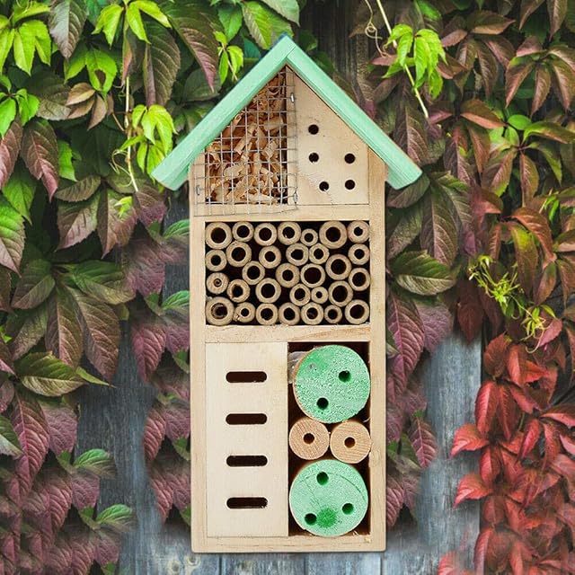 Almineez Insect Natural Wooden Insect Bee Bug Butterfly House Hotel Nest Home Keeping Bug Garden Ladybird Box Net Shelter Hanging Hook Ornament