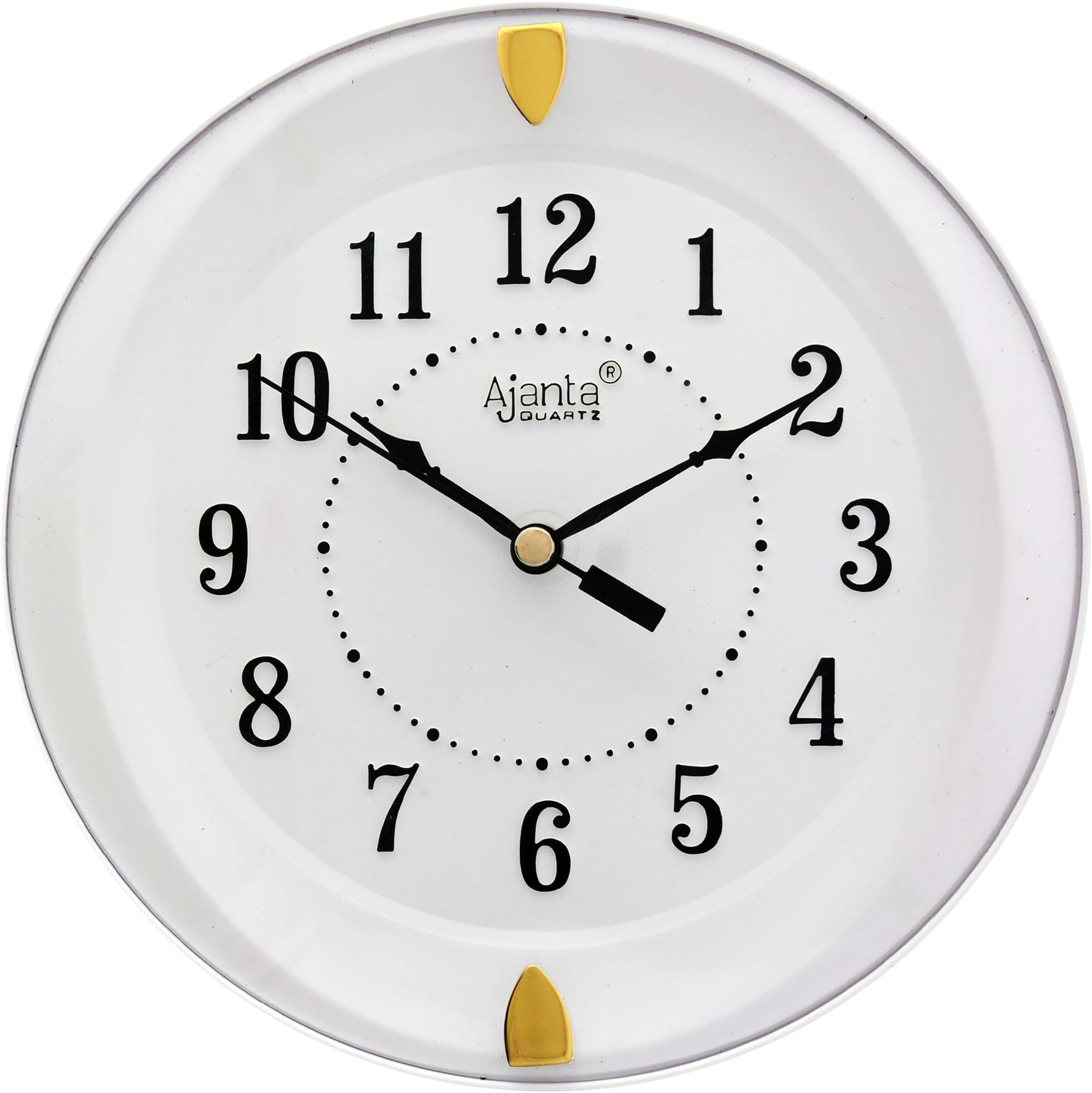 Ajanta Step Movement Plastic Analog Wall Clock for Home/Office/Bedroom/Living Room/Kitchen (White, 7 Inches)