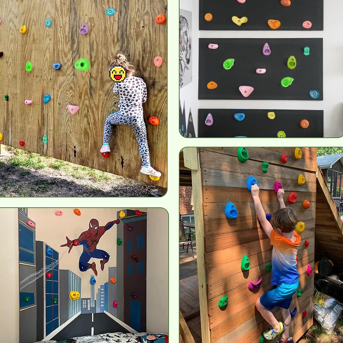 32Stück Klettergriffe Kinder Outdoor Klettersteine Kinder Outdoor Kletterwand Outdoor Kinder Kletterwand Griffe Kommt mit Befestigungsmaterial für Spielturm und Kletterwand Kinderzimmer-Makronenfarben