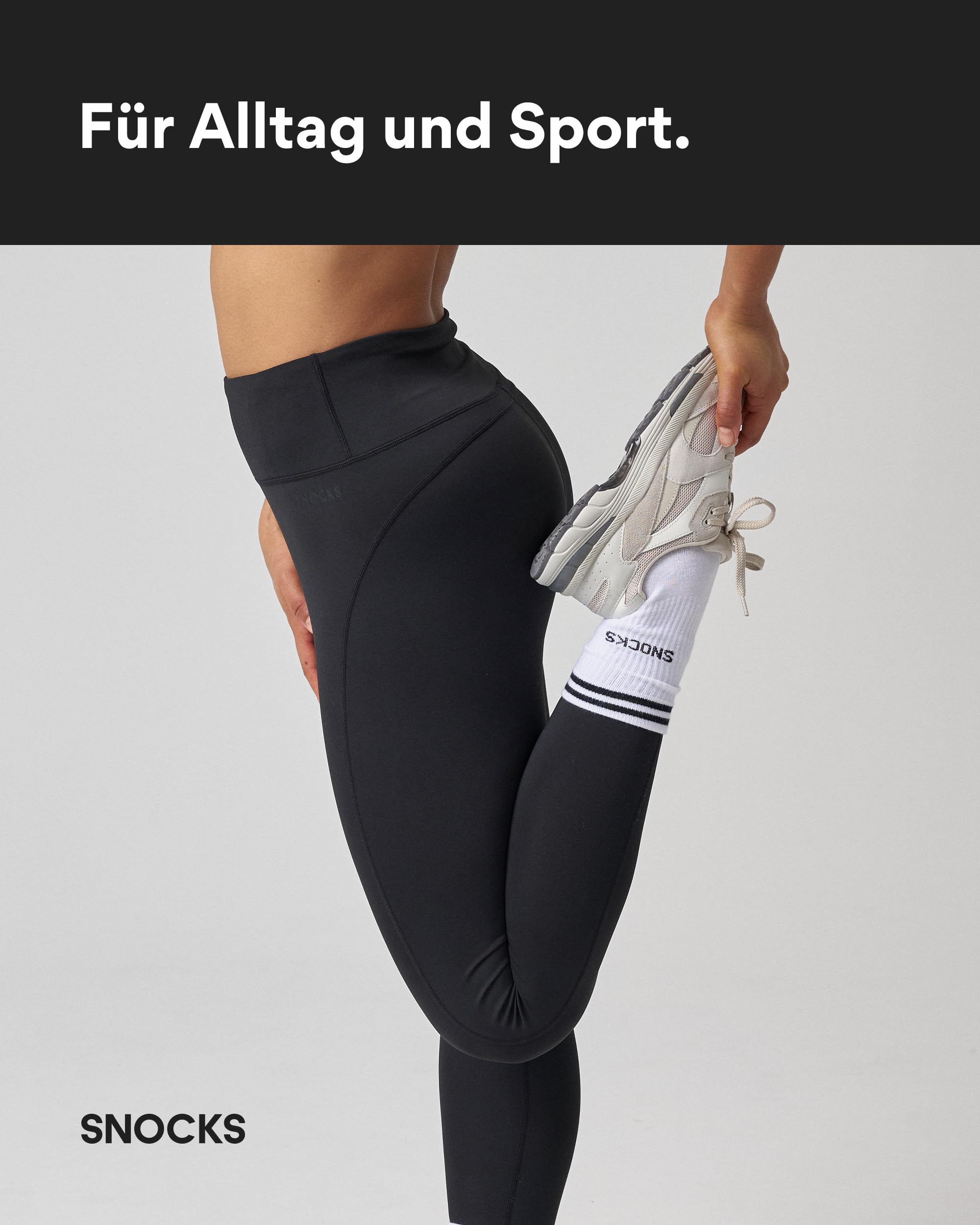 Snocks Sport Leggings Damen- Blickdicht, High-Waist-Bund, elastisch & mit Tasche - Gr. XS - 3XL - Sporthose, Yogahose, Sportleggins