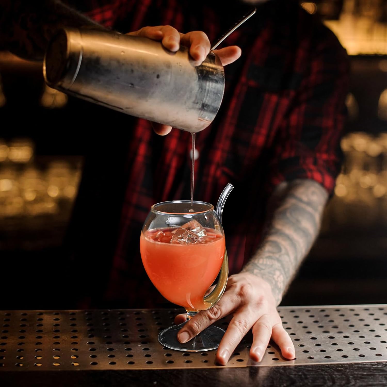 4 Pack Straw Wine Glass, 12 OZ Sipping Wine Glasses with Built-in Straw, Creative Tube Cocktail Goblets, Clear Funny Decanter Cups for Juice Ice Cream Champagne Party Glassware Barware - Image 7