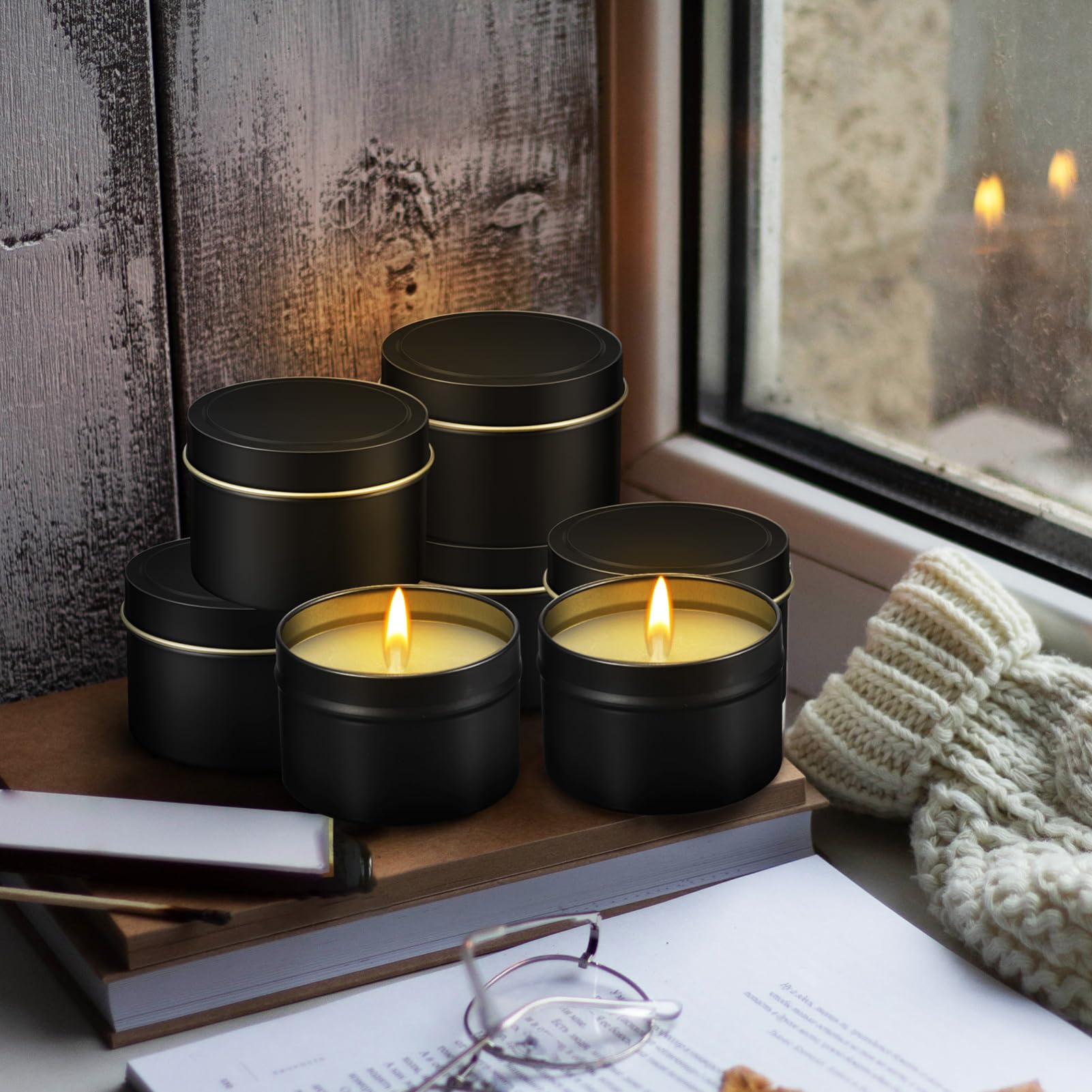 OUNONA 24pcs Candle Tins Lids Round Tinplate Containers for Scented Candle Making Elegant Design for Projects and Home Decor